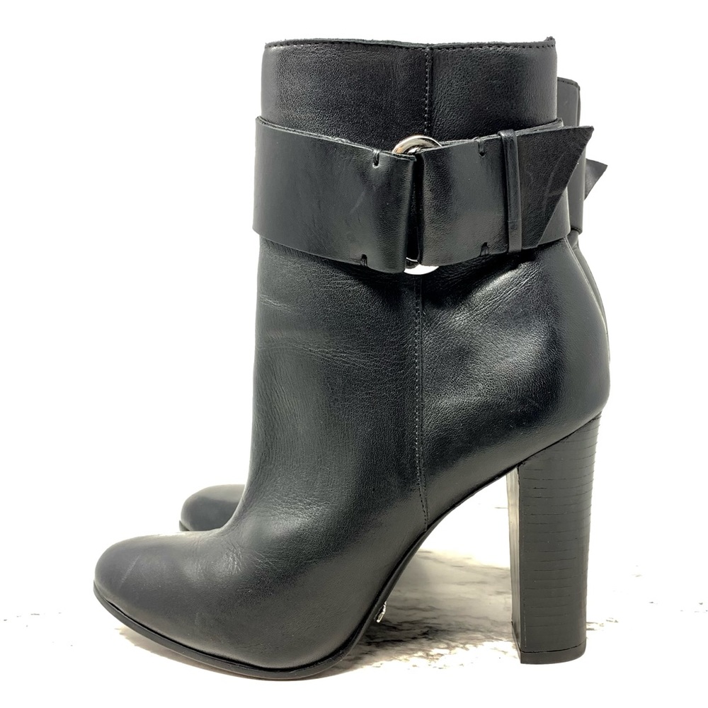 SCHUTZ Namil Buckle Detail Leather Booties 8 Minimalist Sleek Neutral Classic - Picture 3 of 14